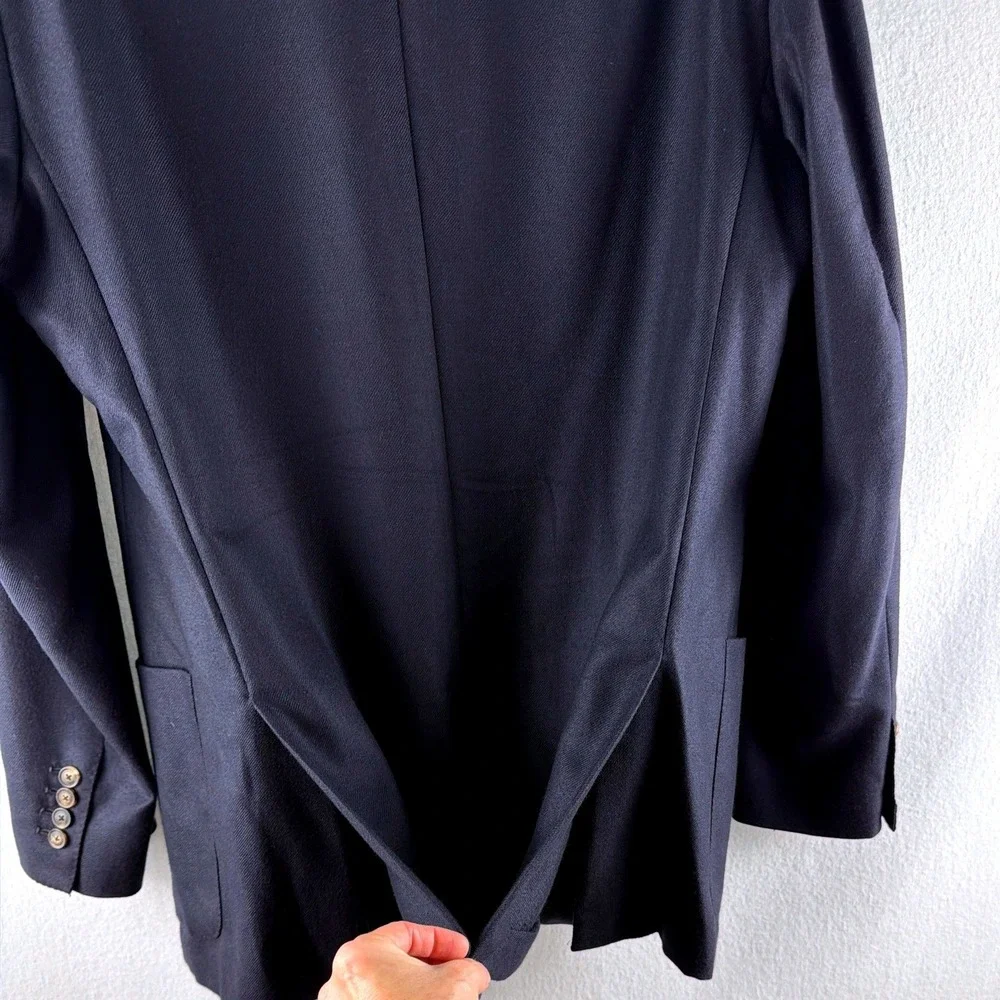 Loro‎ Piana Voyager Jacket Mens 52 Navy Blue 100% Cashmere Blazer Made in Italy
